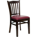 Flash Furniture HERCULES Series Vertical Slat Back Walnut Wood Restaurant Chair - Burgundy Vinyl Seat