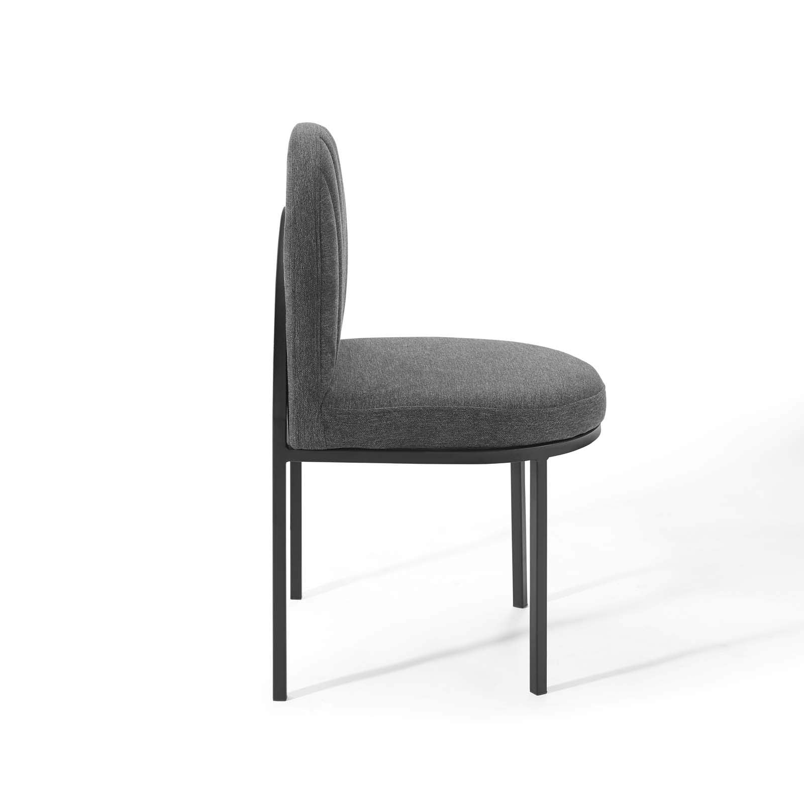 Modway Isla Channel Tufted Upholstered Fabric Dining Side Chair, Black Charcoal