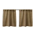 Valea Home Burlap Tier Curtains for Kitchen Rustic Tan Rod Pocket Curtains for Short Window 24 inch Linen Cafe Curtains, Set of 