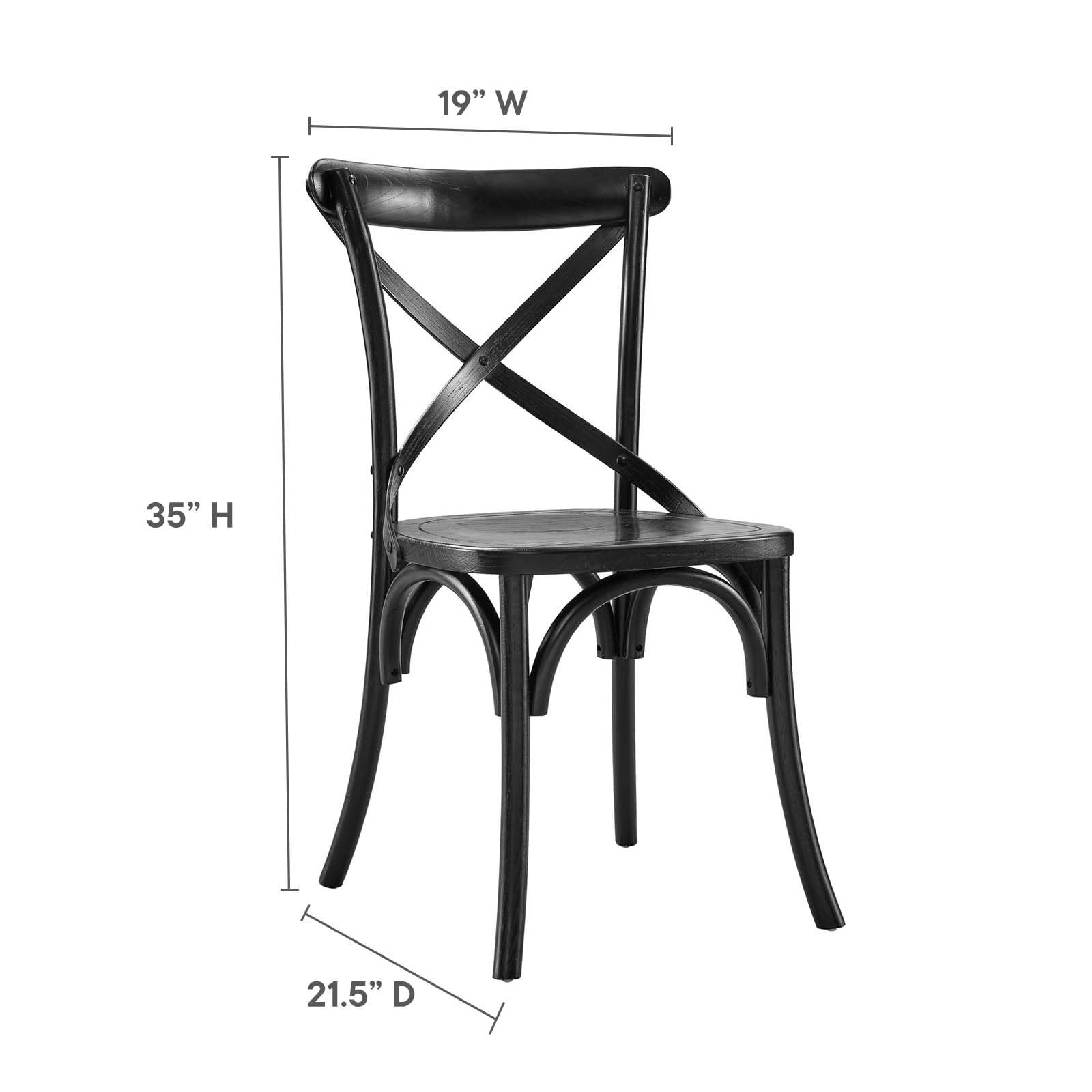 Modway Gear Chair, Black 21 X 19.5 X 34.5