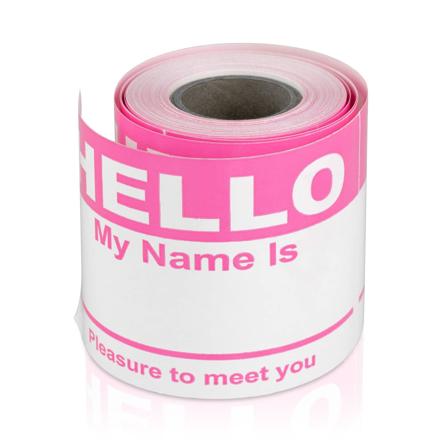 Tuco Deals 2-5/16' X 4 Hello My Name Is Colored Name Badges [ Pink ] Peel And Stick Permanent Adhesive Labels - 1 Roll