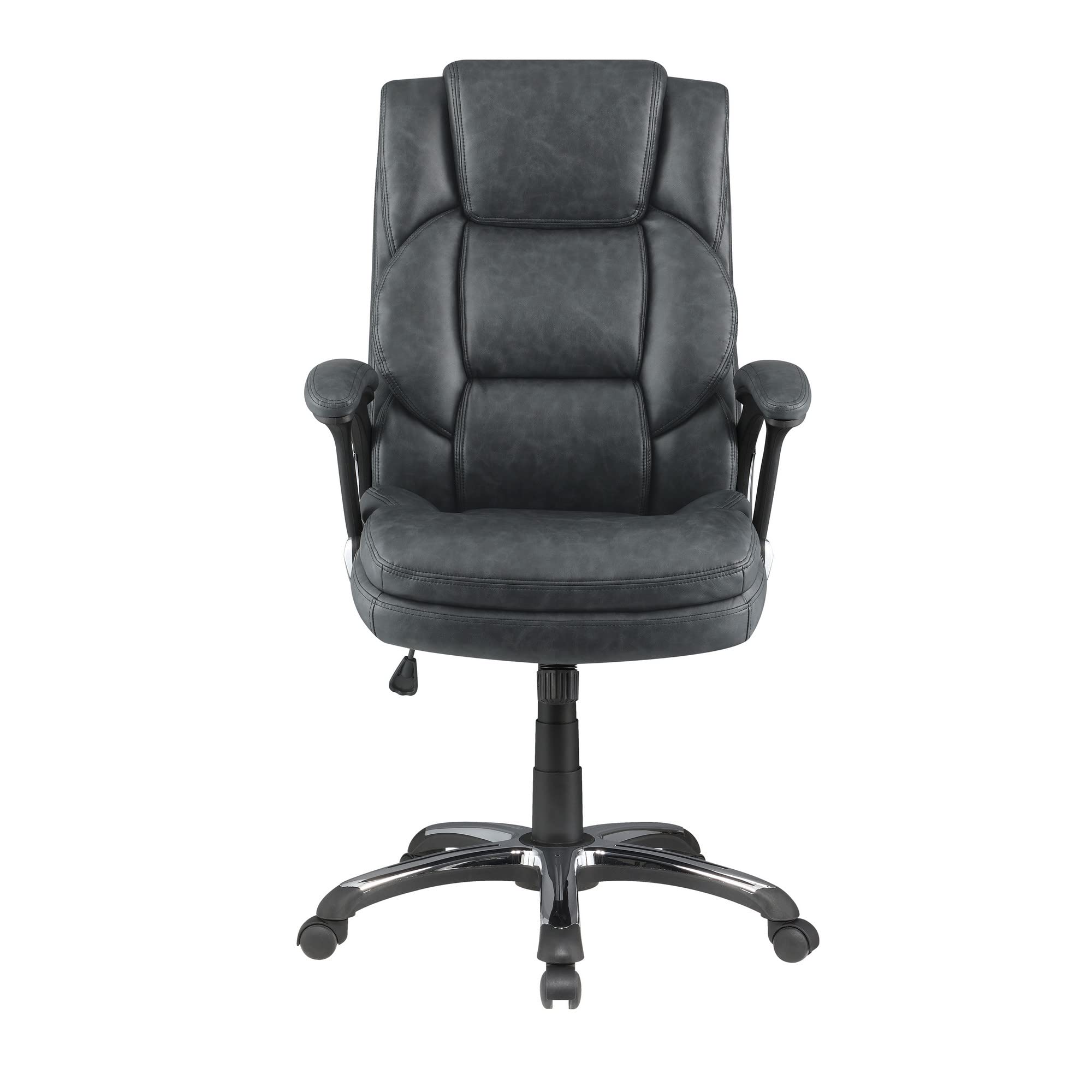 Benjara Bm245881 Leatherette Office Chair With Casters & Padded Arms Gray