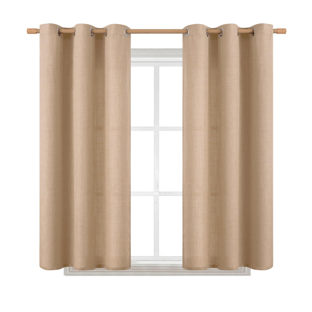 Bgment Curtains 45 Inch Length 2 Panels Set For Bedroom, Grommet Thick Linen Look Burlap Textured Light Filtering Privacy Window Drapes For Farmhouse Living Room, 42 X 45 Inch, Tan