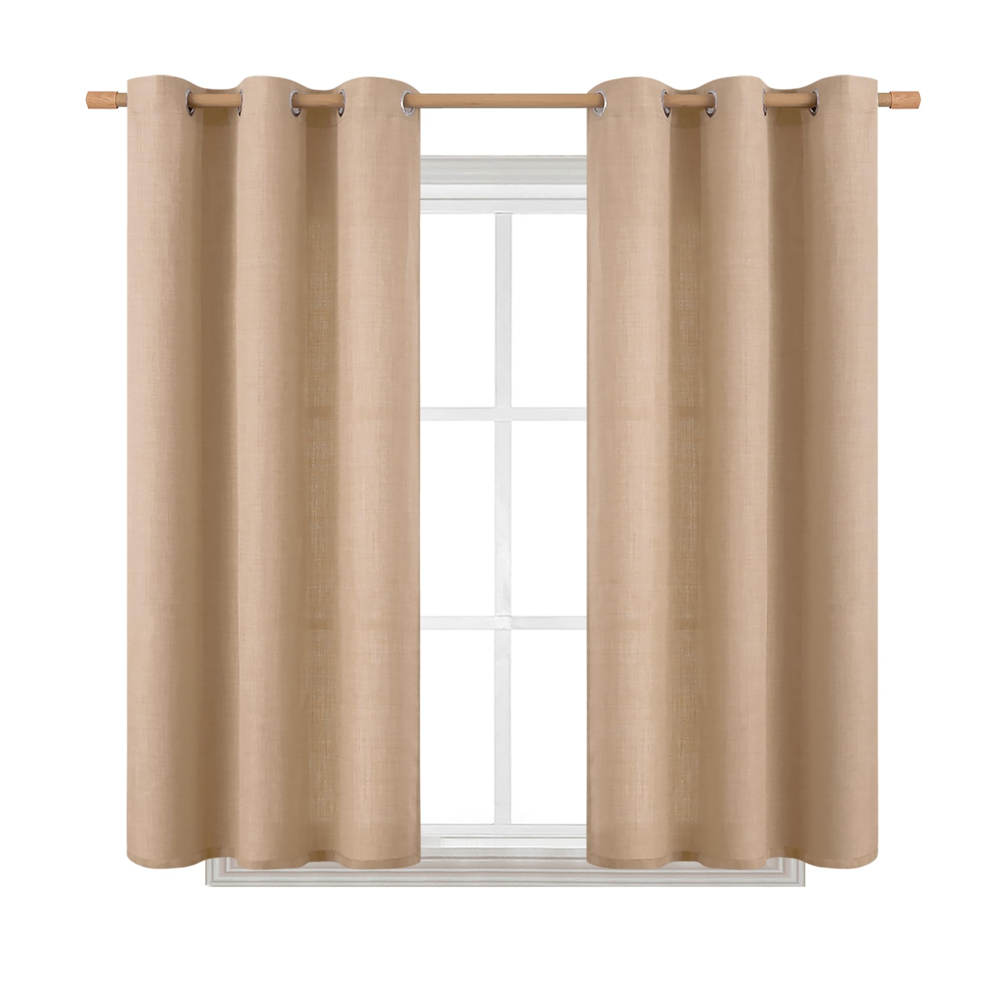 Bgment Curtains 45 Inch Length 2 Panels Set For Bedroom, Grommet Thick Linen Look Burlap Textured Light Filtering Privacy Window Drapes For Farmhouse Living Room, 42 X 45 Inch, Tan