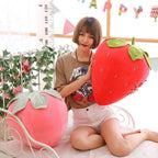 Cute Fruit Kids Pillow Stuffed Strawberry Plush Pillows Super Soft Girls Pillows Cushion Seat For Kids Toys (Red,23.6'/60Cm)1 C