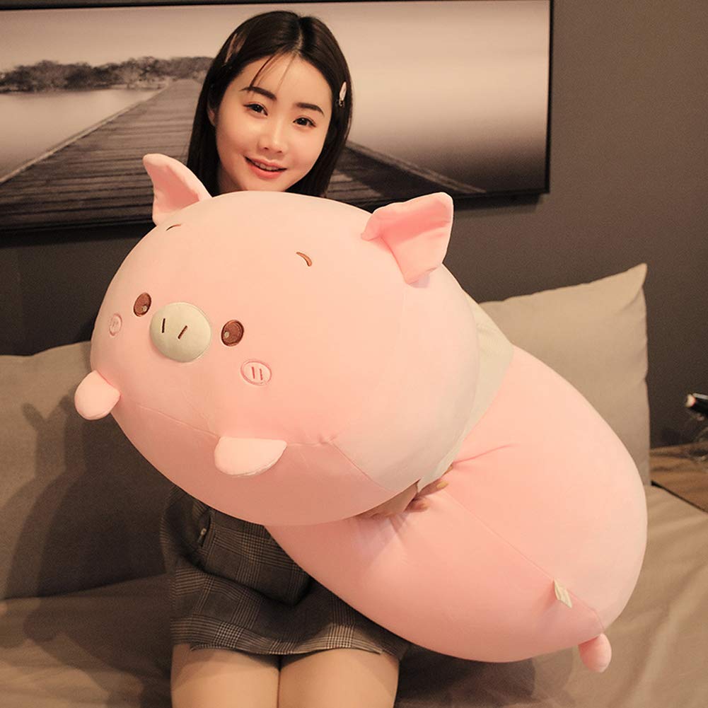 Jensquaify Pig Plush Pillow Soft Pig Stuffed Animal Toy Piggy Body Pillow, 33.5'