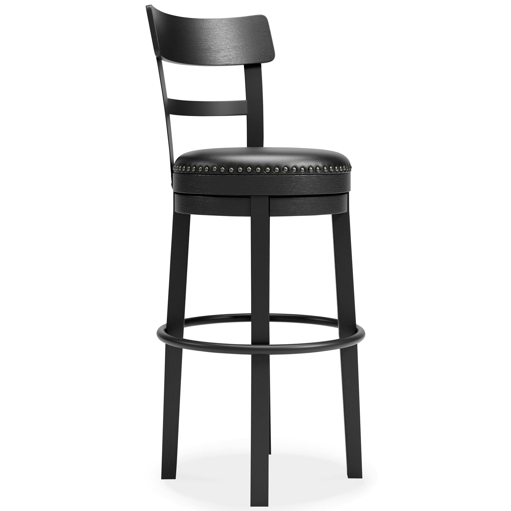 Signature Design by Ashley Valebeck 30.38 Casual Pub Height Upholstered Swivel Barstool, Black