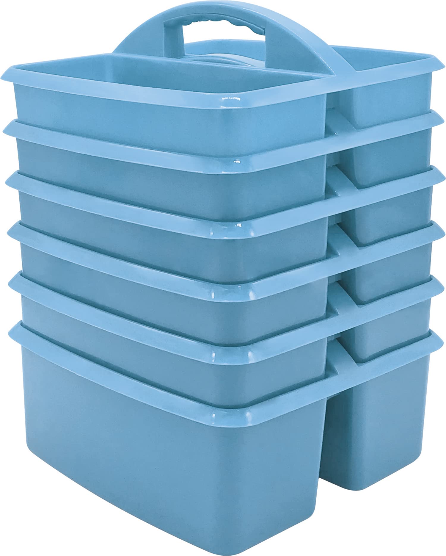 Teacher Created Resources Light Blue Portable Plastic Storage Caddy 6-Pack For Classrooms, Kids Room, And Office Organization, 3