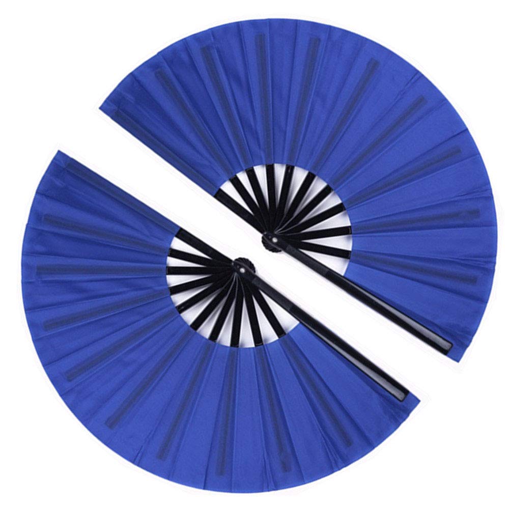 2 Pack Large Folding Hand Fan, Nylon-Cloth Vintage Retro Fabric Fans, Chinese Kung Fu Tai Chi Hand Fan for men/women, Festival, 
