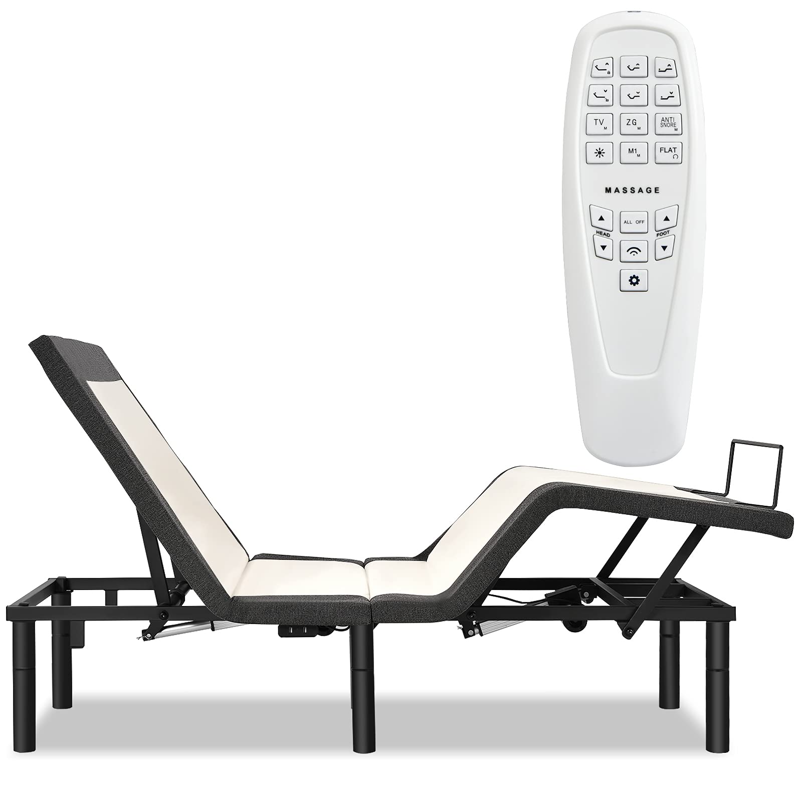 Dortala Adjustable Bed Frame, Smart Electric Bed Base W/Massage Modes & Vibrating Nodes, Remote Control For Head & Foot Incline, Usb Ports, Memory Function, Adjustable Leg Height, Twin Xl