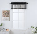 Pi Black Sheer Valance Tier Curtains 18 Inch Length, Voile Small Window Valance For Kitchen/Café Tier Rod Pocket 1 Panel (Black, W52Xl18)