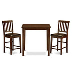 East West Furniture VERN3-MAH-LC Vernon 3 Piece Kitchen Counter Height Dining Set Contains a Square Pub Table and 2 Faux Leather Upholstered Chairs, 36x36 Inch
