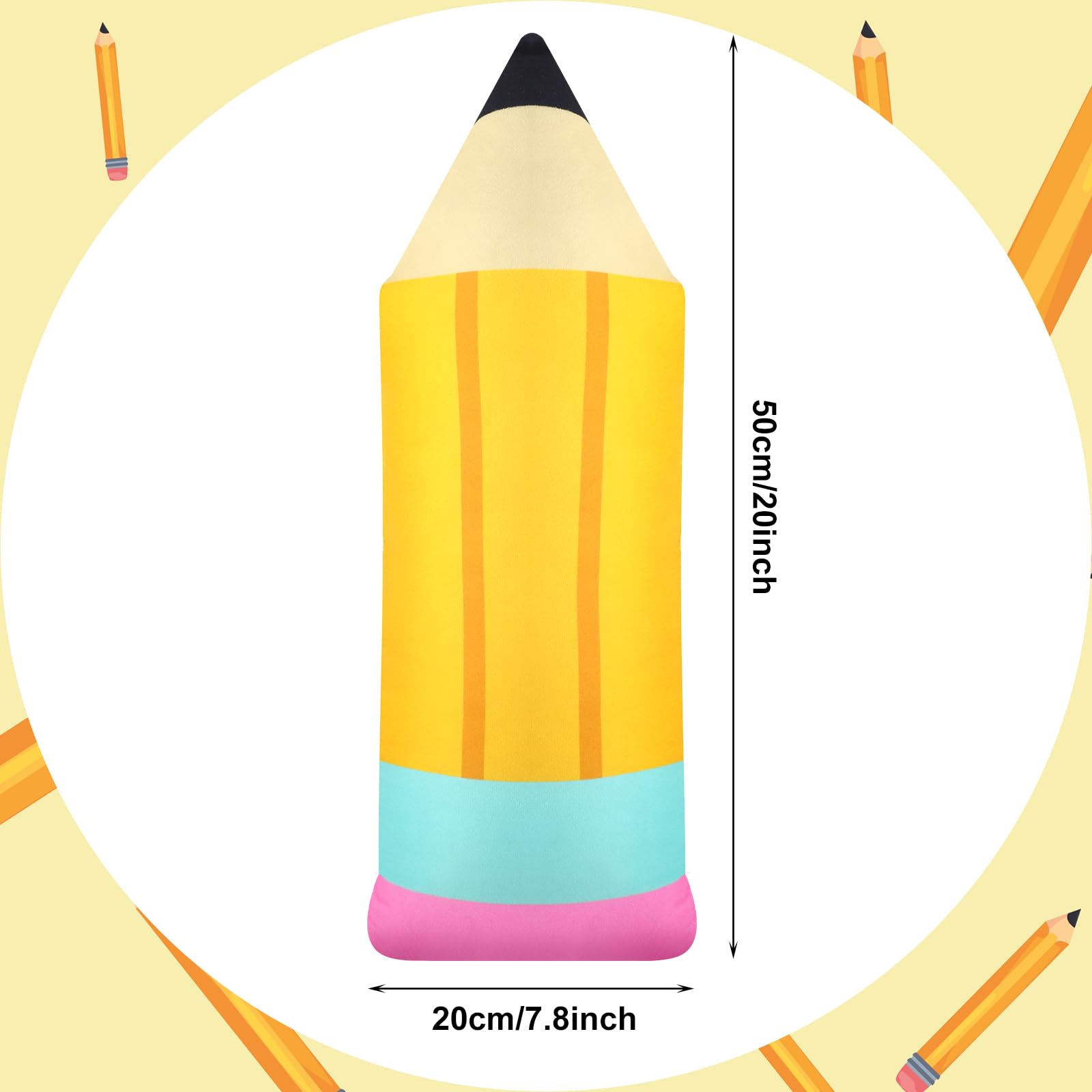 Croblissful Cute Pencil Pillow Classroom Plush Pillow Large Throw Pillow Back School Cushion Creative Cute Pencil Plush For Read