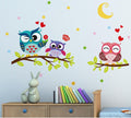 BIBITIME Night Moon Star Sky Wall Sticker Love Family Owls on The Tree Branch Wall Decal for Nursery Bedroom Kids Room Decor,25.