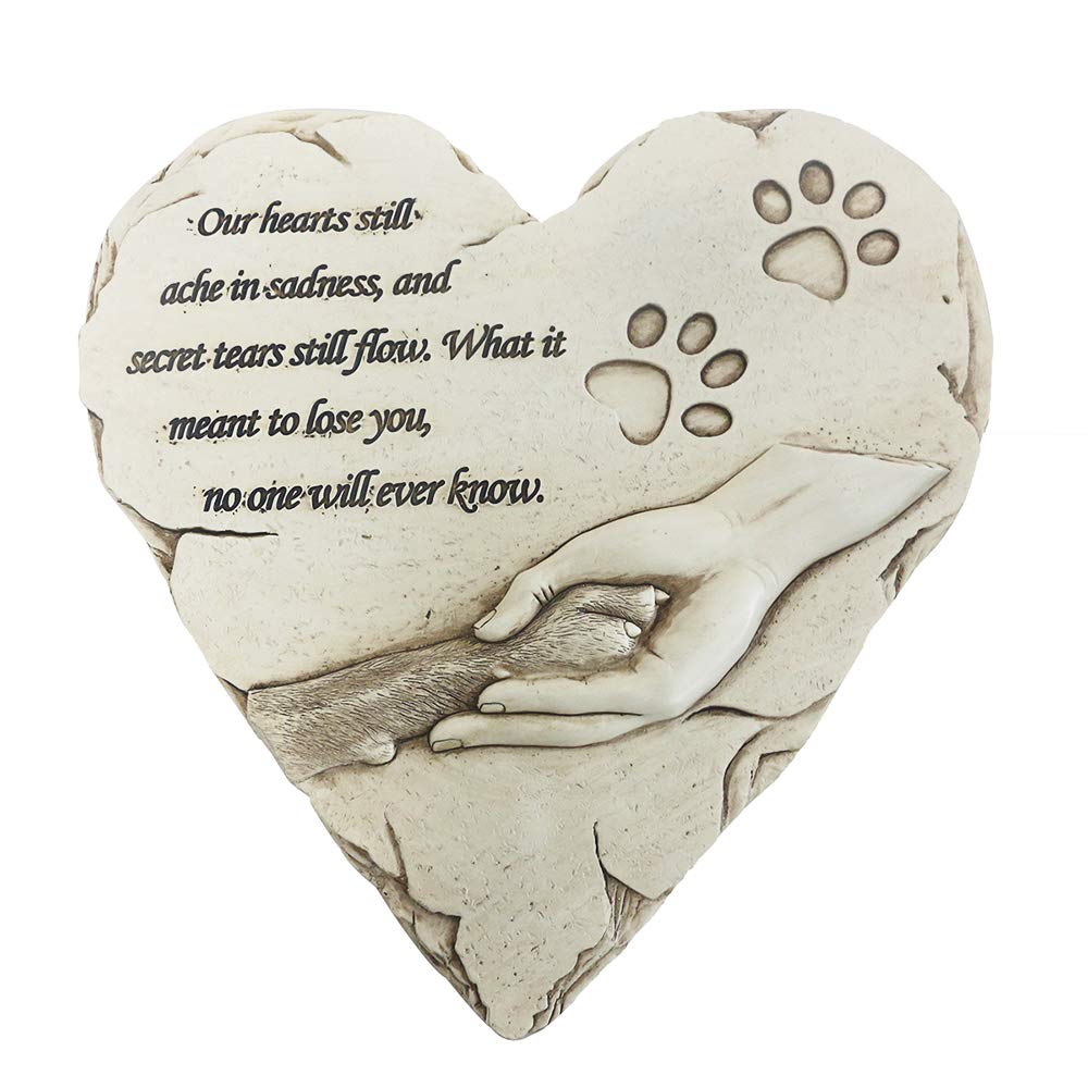 Jinhuoba New York Dog Pet Memorial Stones, Hand-Painted Heart-Shaped Loss Of Pet Dog Memorial Gifts With Sympathy Poem And Paw I