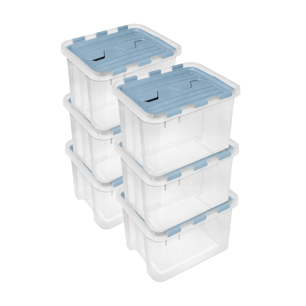 Sterilite Hinged Lid Storage Box, Plastic Container, 30 Quart, 6Pack