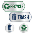 Trash and Recycle Stickers 4-Piece Set - Recycle Sticker Sign for Sorting - Waterproof Silver Finished Recycling Stickers for Tr