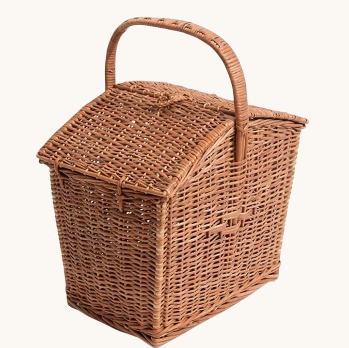 14 inch Picnic Basket, Natural Handwoven Wicker Storage Basket