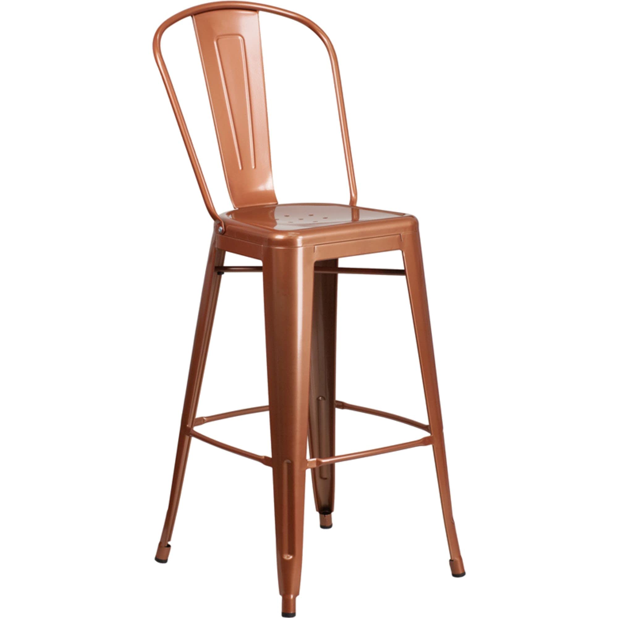 Flash Furniture Commercial Grade 30' High Copper Metal Indoor-Outdoor Barstool With Back