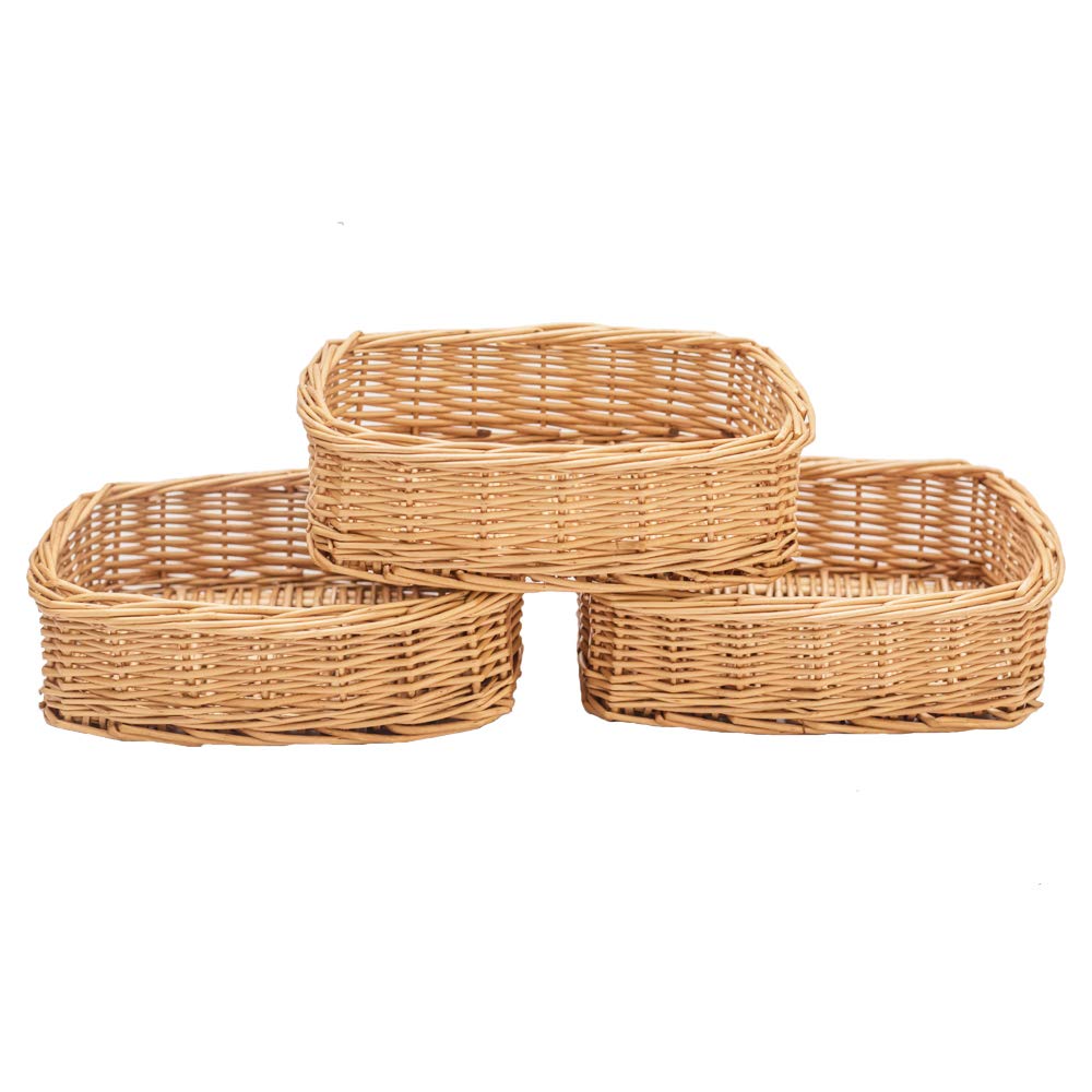 Rectangle small wicker baskets for sundries 3pcs storage bins