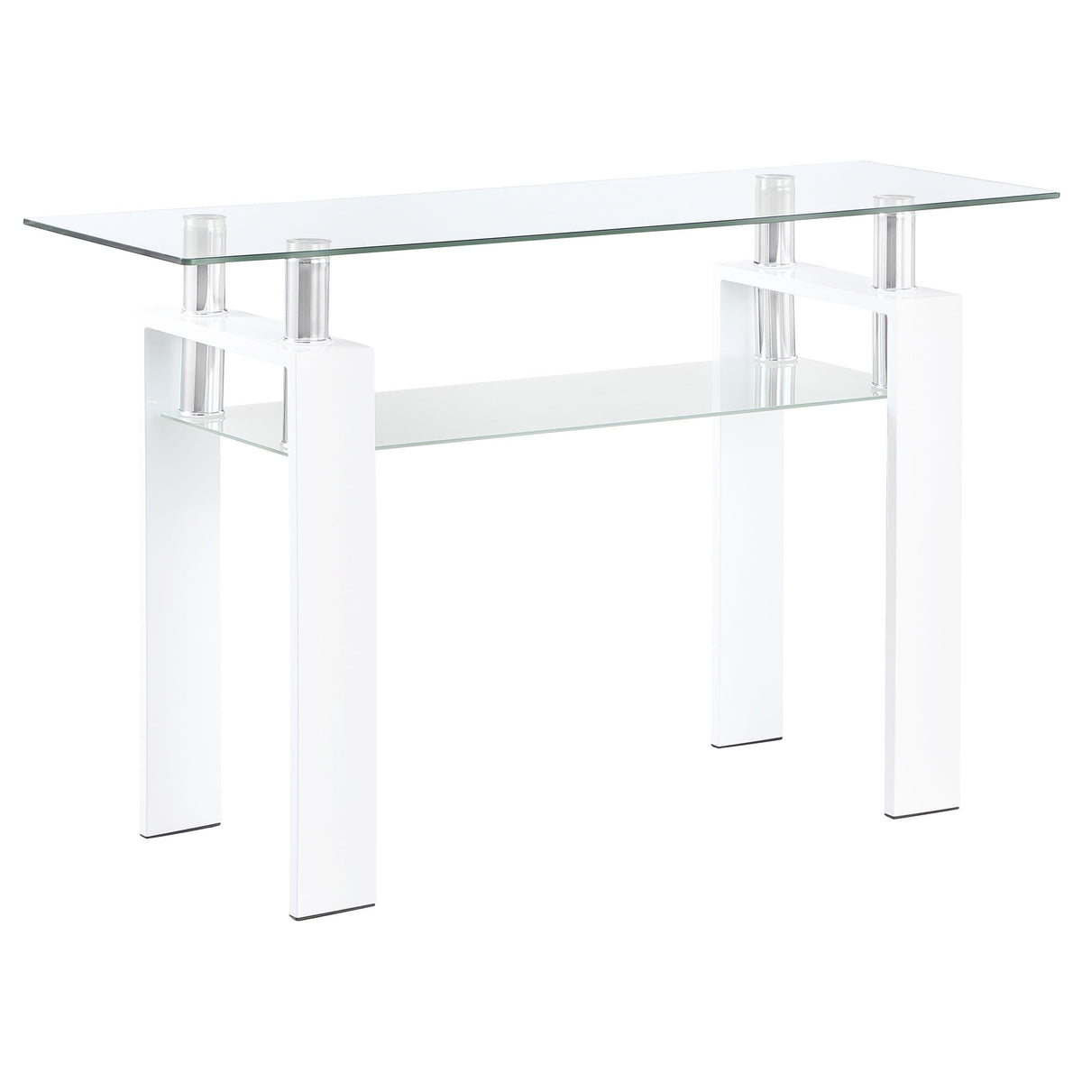 Coaster Home Furnishings Dyer Rectangular Glass Top Entryway Sofa Console Table White