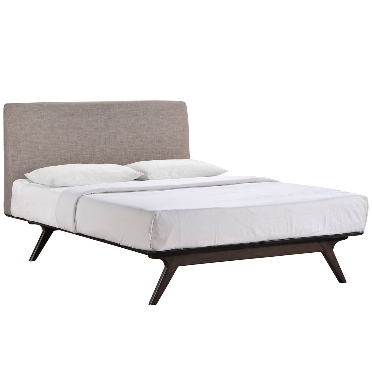 Mid-Century Modern Wood Platform Queen Size Bed