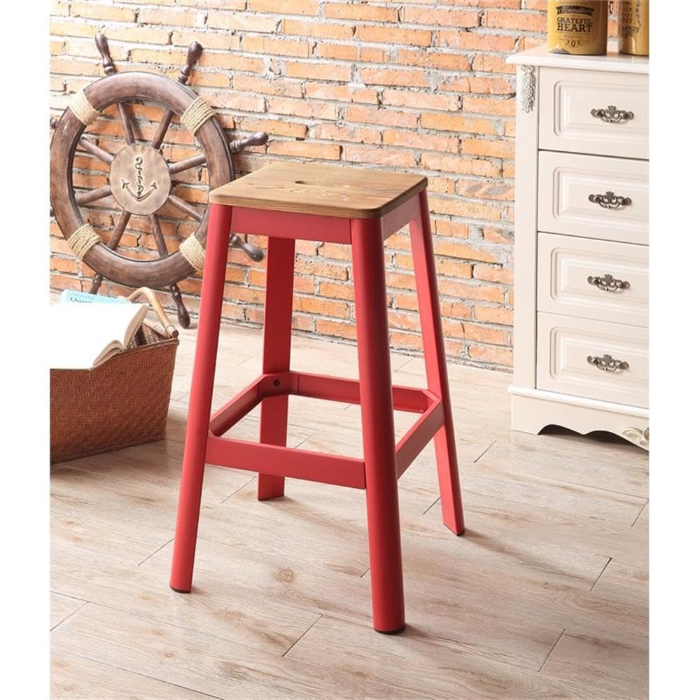 Acme Jacotte Bar Stool in Natural and Red