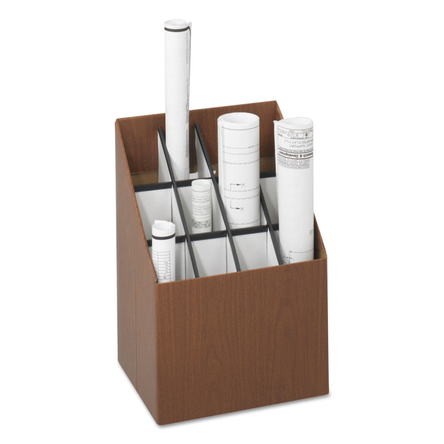Safco 3079 Corrugated Roll Files 12 Compartments 15w x 12d x 22h Woodgrain