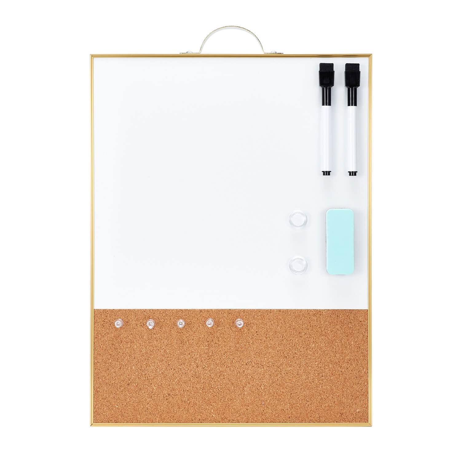 Tsj Office Small Combination Board - 16' X 12' Portable Aluminum Gold Framed Magnetic Dry Erase Board For Wall, Small Bulletin