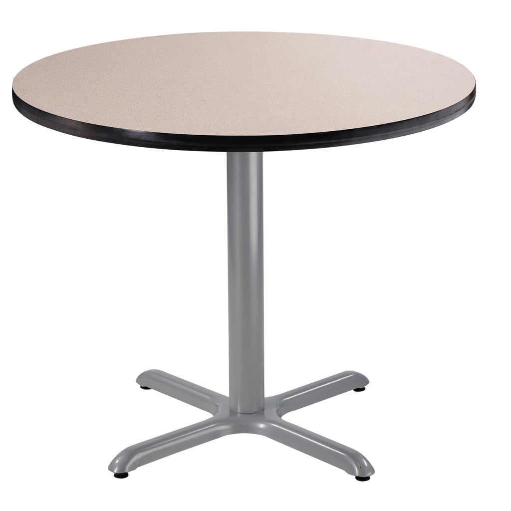 National Public Seating Nps 36&Quot; Round Cafe Table With X Base, 30&Quot; Height, Particleboard Core/T-Mold, Grey Nebula Top, Grey Frame
