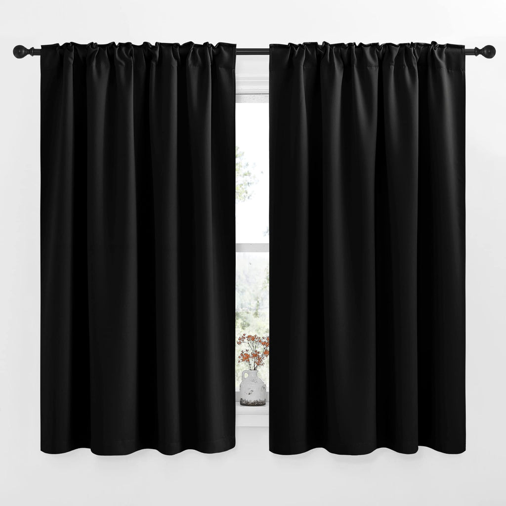 Nicetown Halloween Blackout Curtain Blinds Window Panels - (Black Color) W52 X L54, Double Panels, Thermal Insulated Blackout Dr