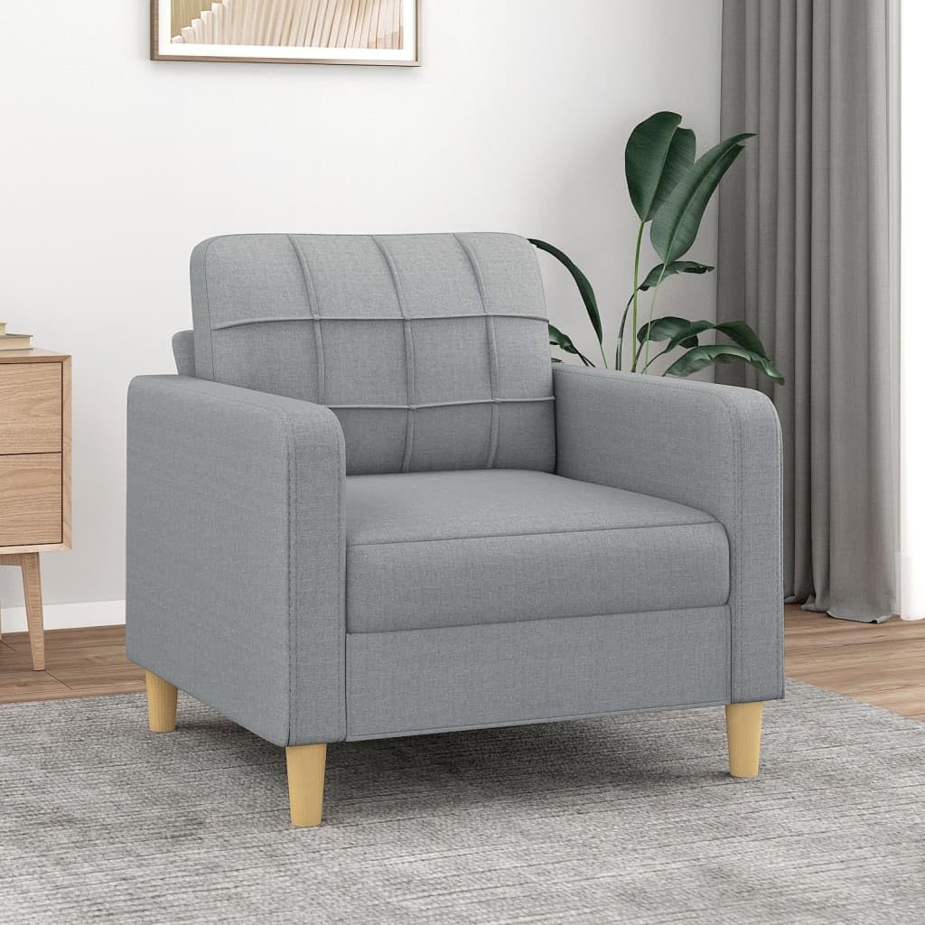 vidaXL Light Gray Single Seater Sofa Chair - Breathable Fabric with Robust Metal Frame - Modern Design for Living Room or Bedroom