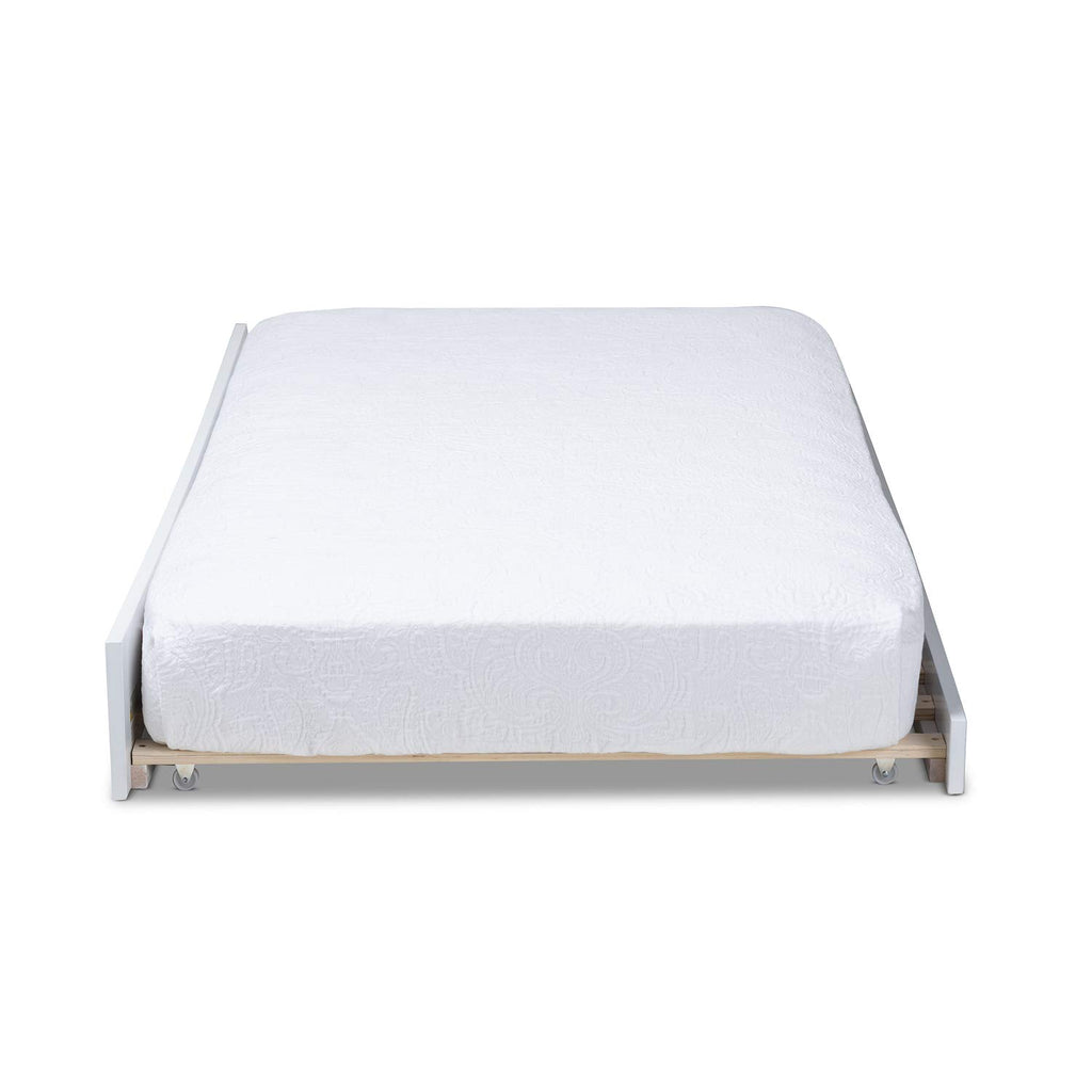 Baxton Studio Neves Cottage Farmhouse White Finished Wood Twin Size Trundle