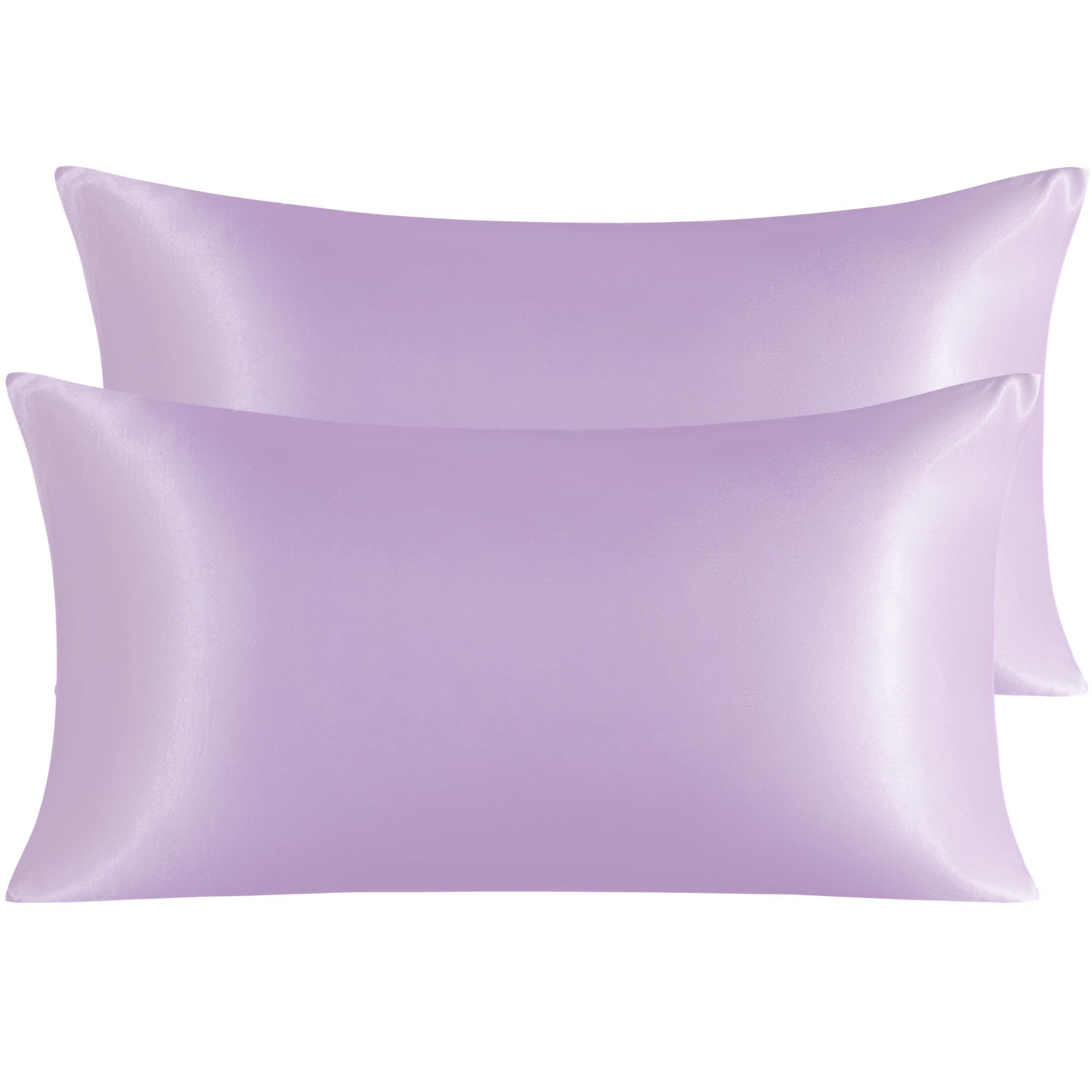 Ntbay 2 Pack Satin King Pillowcases For Hair And Skin, Luxurious And Silky Pillow Cases With Envelope Closure, 20X40 Inches, Light Purple