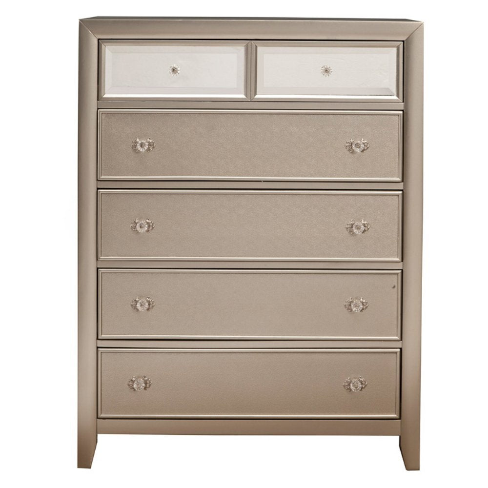 Alpine Furniture Silver Dreams Wood 2 Drawer Nightstand In Silver Gray