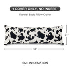 Sochow Body Pillow Cover 21X54 Inches, Super Soft And Cozy Cow Print Fleece Long Body Pillowcase With Zipper Closure,1 Pack, Bla