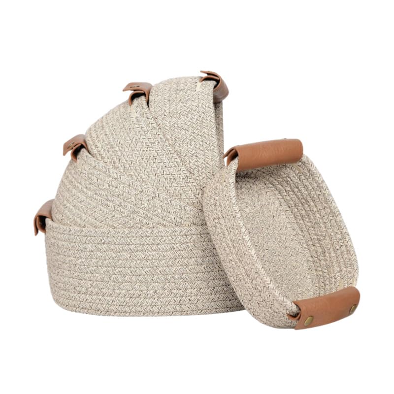 SVNR Brown Storage Baskets Set of 5, Woven Rope Shelf Bins for Organizing  Durable Cube Organizers for Closet, Nursery, Bedroom
