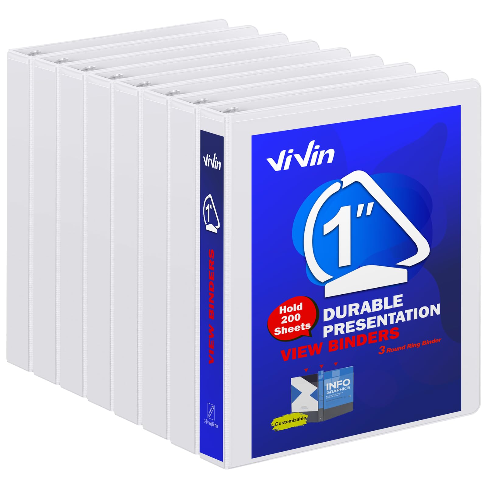 Vivin Sturdy 1.5 Inch D Ring Binders, 1.5' 3 Ring View Binder With Customizable Clear Cover, Holds 350 Sheets Of 8.5' X 11' P