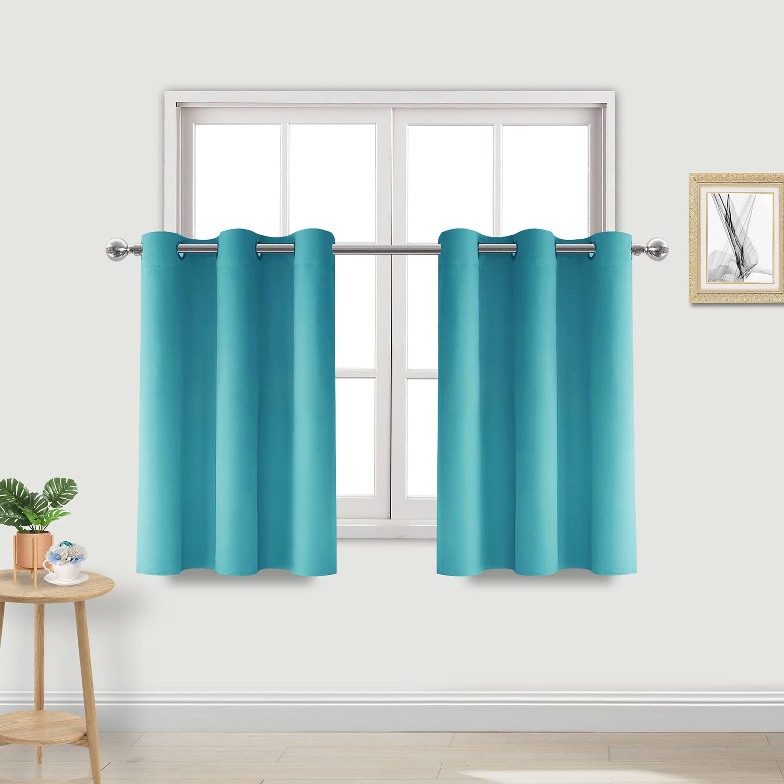 Dwcn Blackout Curtains - Room Darkening Thermal Insulated Kitchen And Bedroom Curtains 42 X 36 Inches Long, Set Of 2 Window Curt