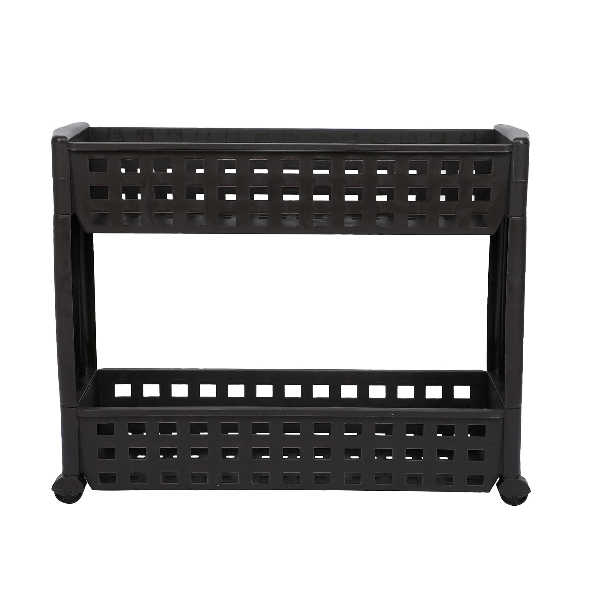 Cutting Edge 2 Layer Slim Storage Rack With Wheels  Dark Brown