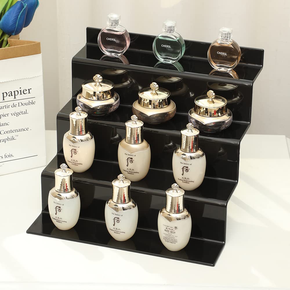 Ihomecooker Acrylic Stands For Display,4 Tier Black Cupcakes Perfumes Figurines Display Stand Risers Shelf For Decoration And Or