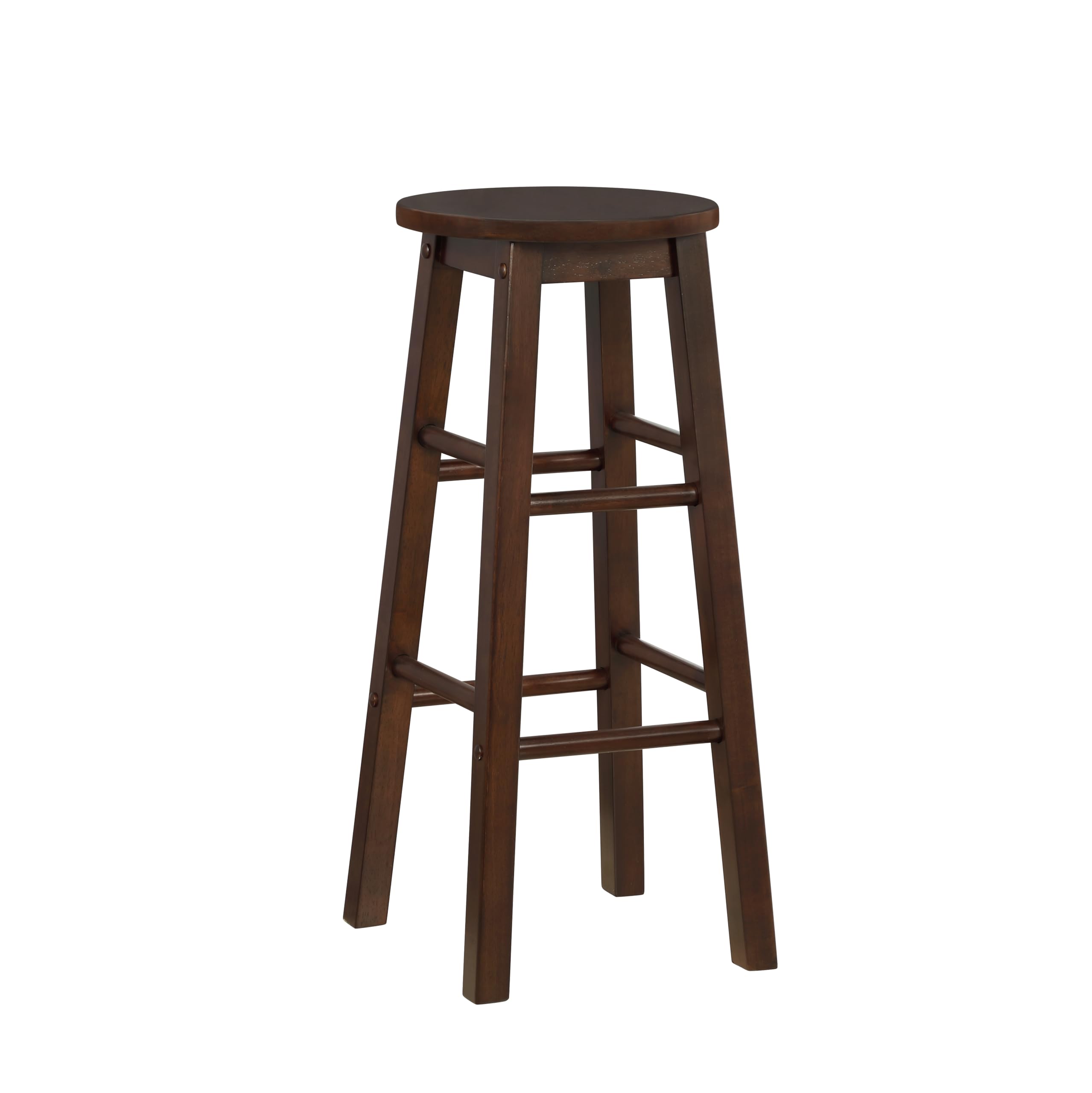 Linon Zeke Walnut Solid Wood Backless Round Barstool