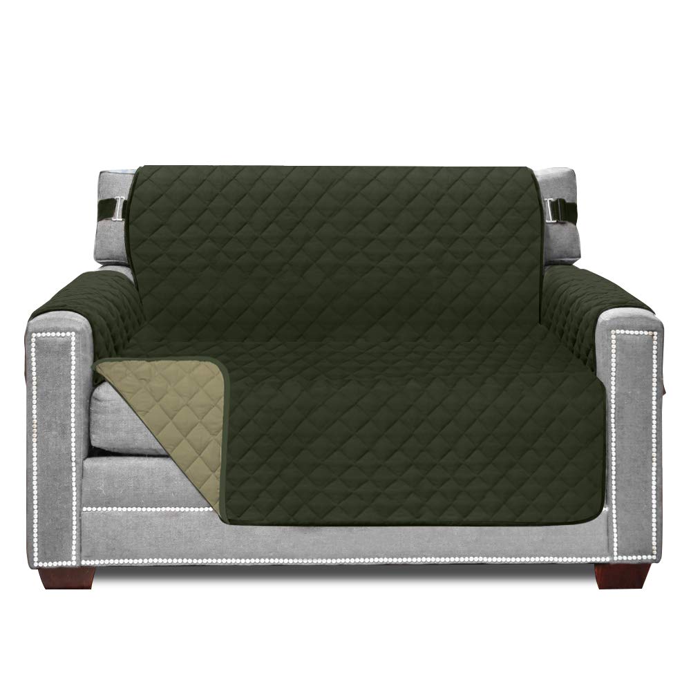 Sofa Shield Patented Chair Slipcover, Reversible Tear Resistant Soft Quilted Microfiber, 48” Seat Width, Durable Furniture Stain Protector With Straps, Washable Cover For Dogs, Kids, Hunter Green Sage