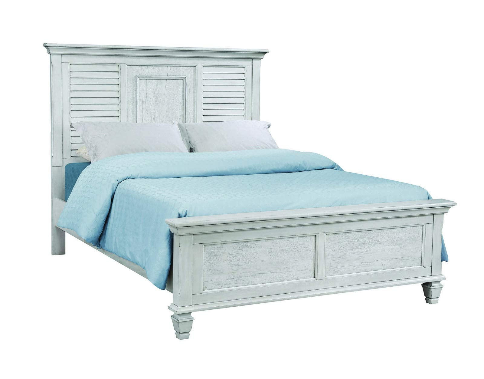 Coaster Franco Eastern King Bed 5-Piece Set, Distressed White