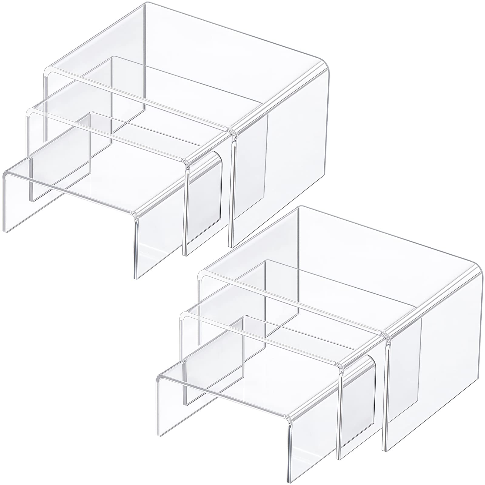 Chuangdi 2 Sets Acrylic Display Risers, Product Stand, Jewelry Display Riser Shelf Showcase Fixtures for Dessert Cupcake Candy F
