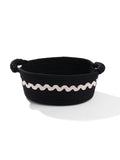 Umami Studio Handcrafted Rope Storage Basket 25 X 20 X 10 Cm Black With White Detail  MultiPurpose Organizer For Home, Table, 