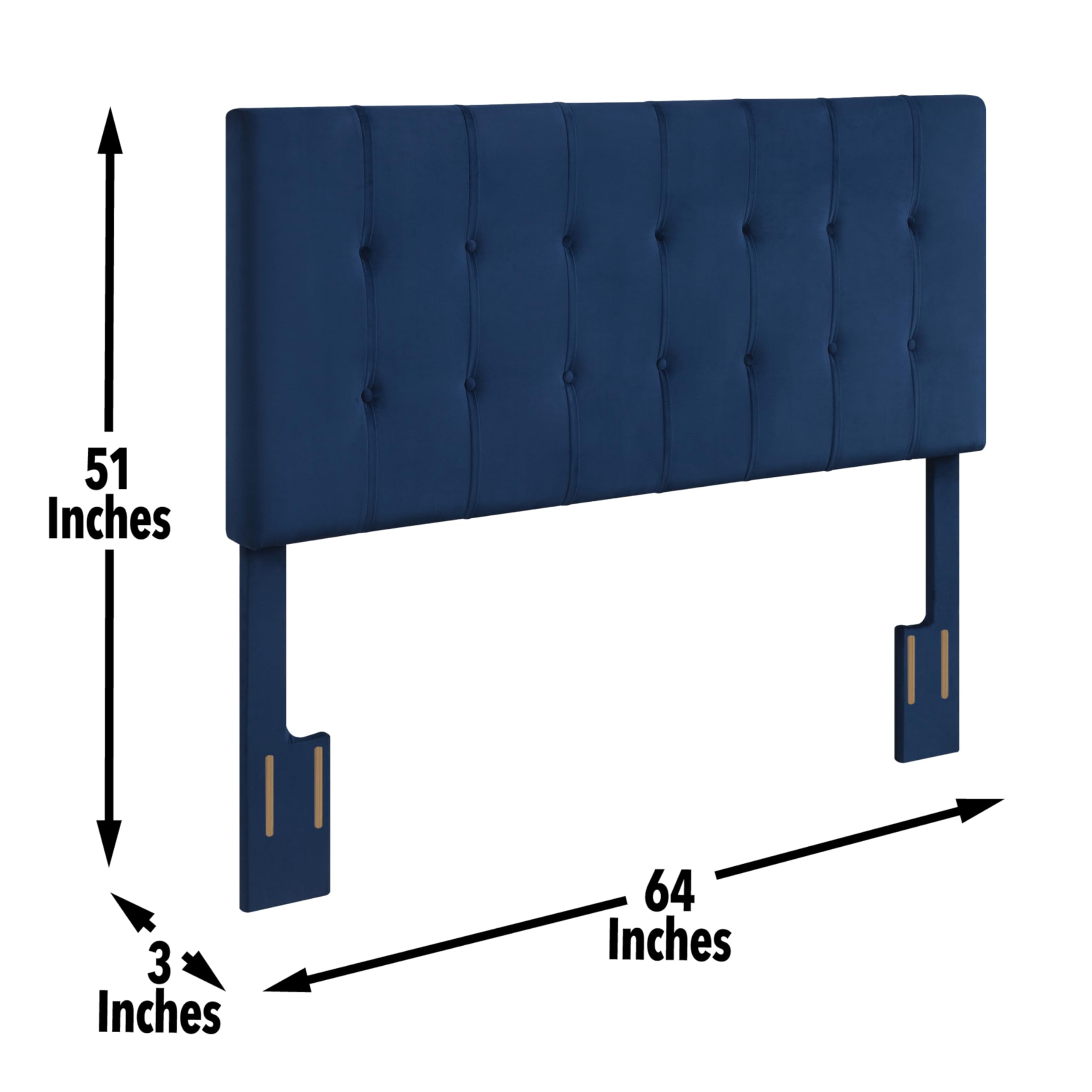 Steve Silver Furniture Regina Queen Blue Velvet Headboard, Modern, Contemporary Or Mid-Century, Bedroom, Soft Velvet Look, 64.2 'L X 50.7' H X 3.15' W, Navy Blue