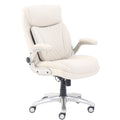 Amazon Basics Ergonomic Executive Office Desk Chair with Flip-up Armrests and Adjustable Height, Tilt and Lumbar Support, Cream 