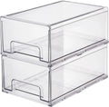 Clear Plastic Stackable Storage Drawers Bins, Perfect for Kitchen Pantry Organization and Storage, Under Sink Organizer, Pull Ou