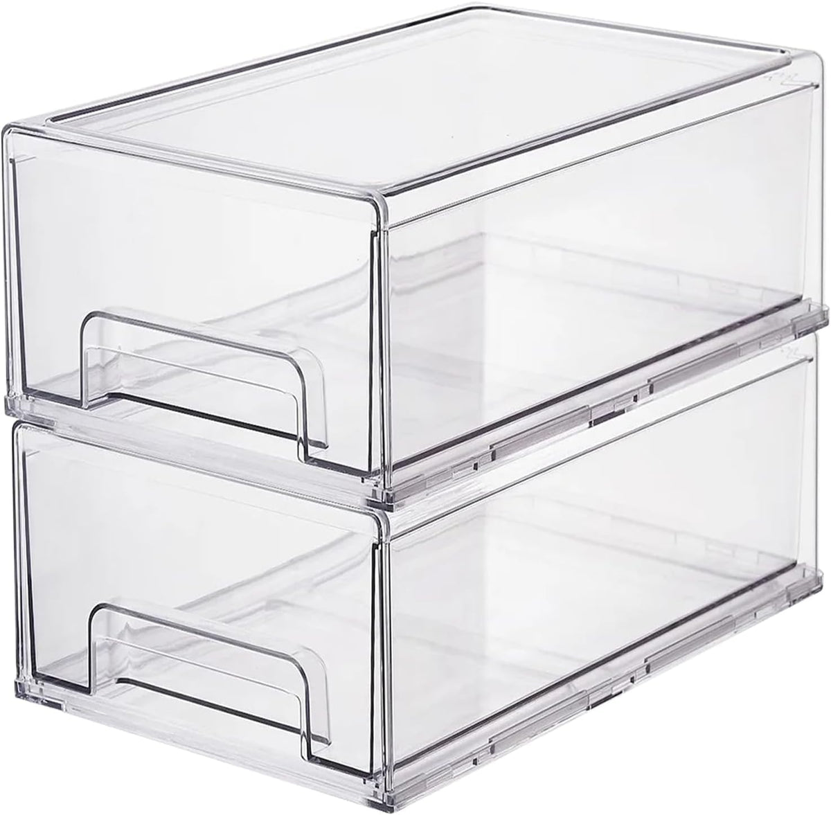 Clear Plastic Stackable Storage Drawers Bins, Perfect for Kitchen Pantry Organization and Storage, Under Sink Organizer, Pull Ou